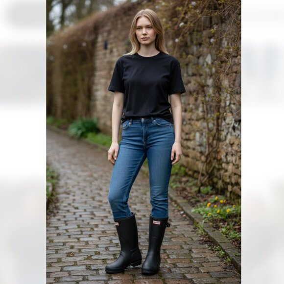 NEW NIB HUNTER Original Short Matte Rain Boot Black SZ-8 - Picture 1 of 15